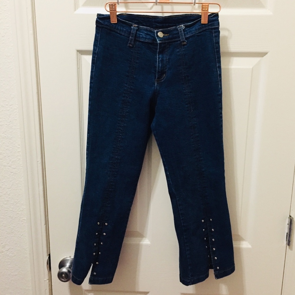 Vintage Watch L.A. Studded Ankle Slit Crop Denim
